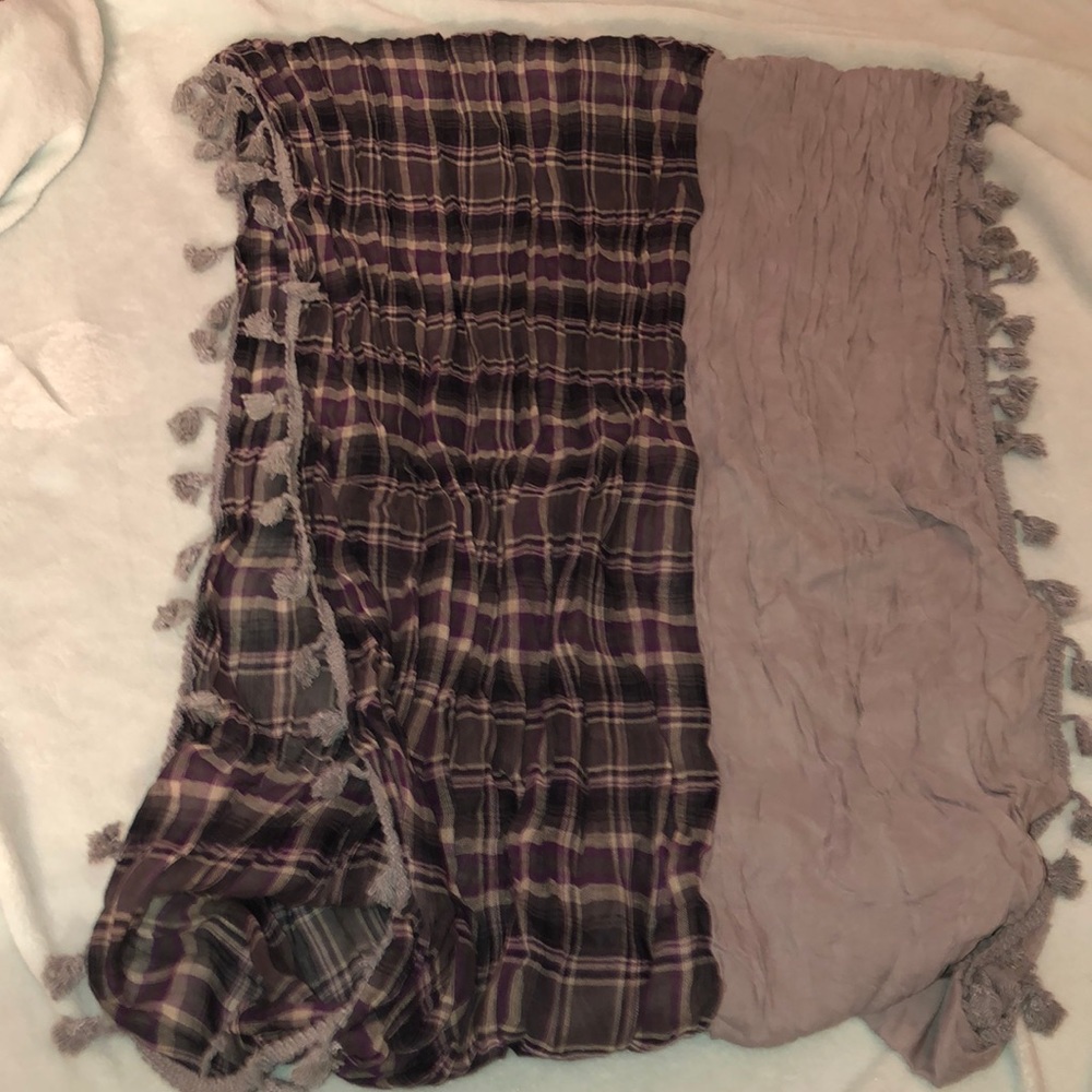 Purple and grey sheer infinity scarf